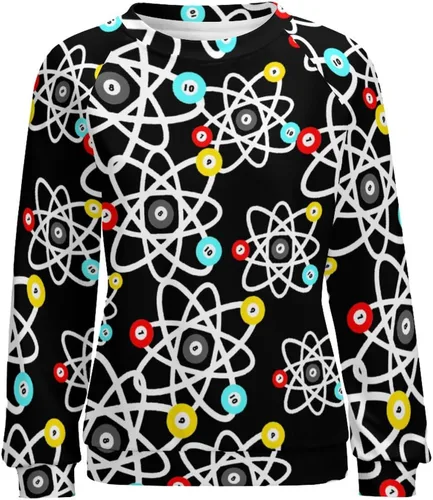 Vista 4 de Funny Billiards Science - Sudadera de manga larga con estampado raglán y cuello redondo para mujer