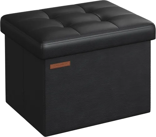 Vista 14 de SONGMICS Otomana pequeña plegable de almacenamiento, taburete reposapiés, 12.2 x 16.1 x 12.2 pulgadas, otomana con almacenamiento, carga de hasta