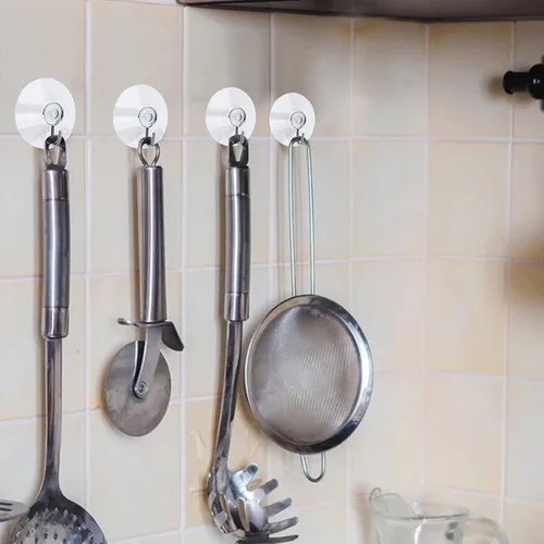 Vista 5 de Yesland 80 ganchos de pared con ventosa, almohadillas de plástico reutilizables transparentes y ganchos de utilidad, suministros prácticos