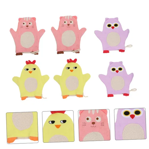 Vista 4 de 6Pcs Bath Mitts Washcloths Soft Body Cleaning Gloves with Cartoon Patterns for Gentle Scrubbers for Bath Enjoyment and Delicate Skin Care
