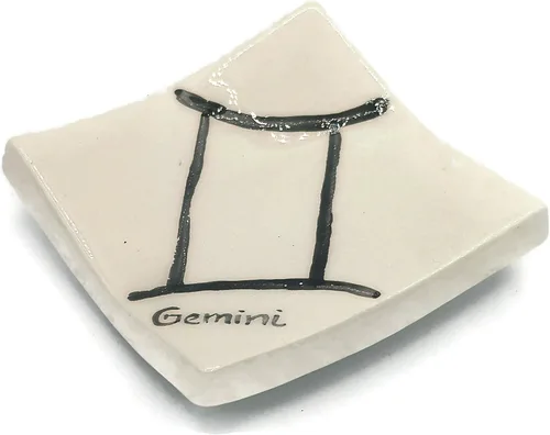 Vista 32 de Clay Ring Dish, Small Square Handmade Ceramic Trinket Dish, Small Tealight Candle Holder, Teabag Holder (Aquarius)