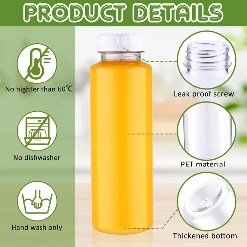 Vista 3 de Thenshop 24 botellas de plástico transparente de 12 onzas con tapas blancas a prueba de manipulaciones, botellas reutilizables para bebidas
