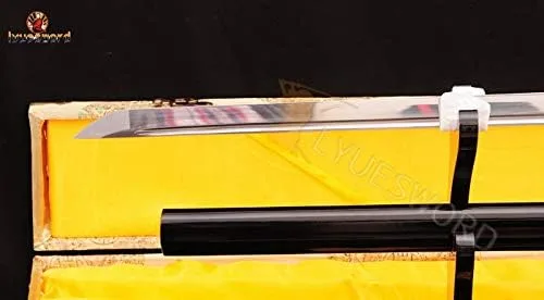 Vista 4 de Espada ninja japonesa de espiga completa lista para batalla 1095 de acero de alto carbono, hoja muy afilada