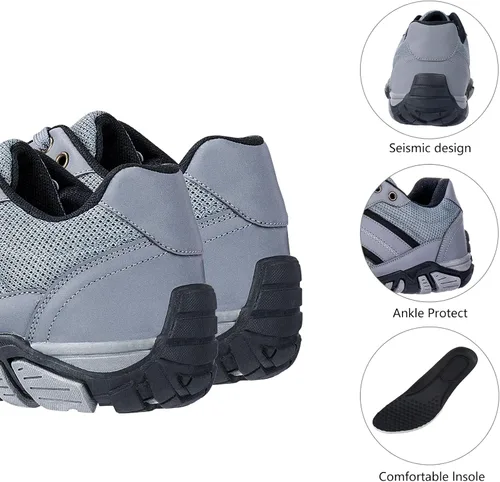 Vista 5 de Zapatos de senderismo antideslizantes para hombre, cómodos zapatos de senderismo bajos para caminar al aire libre, zapatos de trabajo transpirables