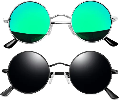Vista 51 de Joopin Gafas de sol redondas pequeñas Hippie Circle Teashades Traje de protección UV Todo negro