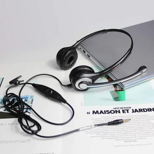Vista 7 de Wantek Auriculares para teléfono celular con micrófono con cancelación de ruido, auriculares de computadora con cable de 0.138 in para iPhone