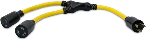 Vista 8 de Cable divisor Y de 2 tomas de salida de generador Southwire - Convierte un enchufe único a dobles tomas de salida de 15A - Enchufes moldeados