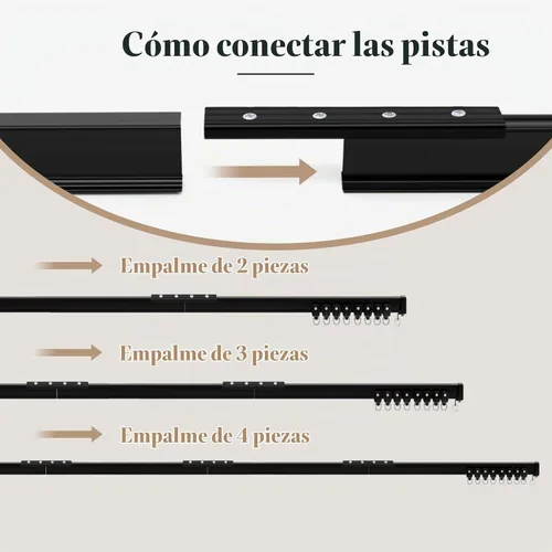 Vista 6 de Rieles flexibles para cortinas de techo, riel de techo para cortinas, cortinas de aluminio, riel de cortina de montaje en pared, barra de cortina