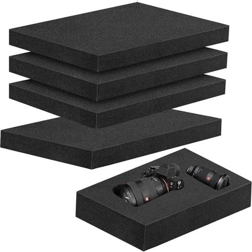 Vista 9 de 3 piezas de insertos de espuma de 16 x 12 x 2 pulgadas para estuches, espuma de poliuretano, hojas de espuma negra para embalaje, acolchado de 2