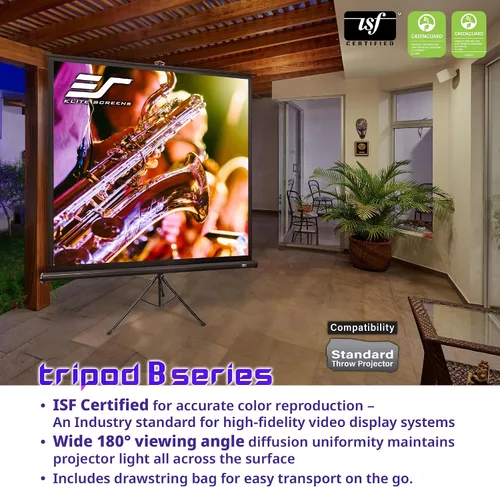 Vista 2 de Elite Screens Trípode B, 50 pulgadas 1:1, soporte plegable ligero, manual, pantalla de proyector de cine en casa, 4K / 8K Ultra HDR 3D listo