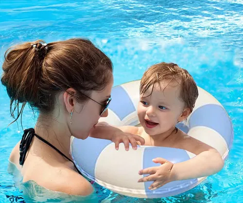Vista 5 de Audaisyly Anillo de natación para niños, flotadores inflables de piscina, tubo de natación, balsa de juguete con frutas, decoraciones de sirena