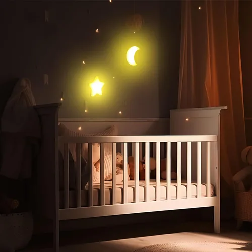 Vista 7 de Mudder Paquete de 2 luces nocturnas enchufables a la pared, luz nocturna LED suave, linda lámpara de pared para cuarto de bebé, sensor cálido, luz