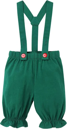 Vista 4 de IBTOM CASTLE Traje de Navidad para bebé niña y niño falda con tirantes sombrero cuello o pantalones corbatín y sombrero de elfo de Papá Noel