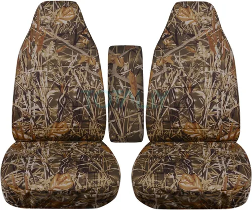 Vista 14 de Totally Covers Compatible con Ford Ranger/Mazda Serie B 2004-2012, fundas de asiento de cubo de camión de camuflaje con funda para reposabrazos beige