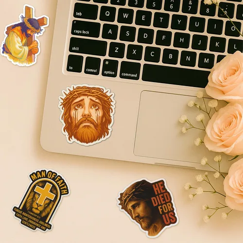 Vista 38 de (4 piezas) Calcomanías cristianas – Calcomanías de vinilo impermeables con versículo de la Biblia para laptop, botella de agua, automóvil