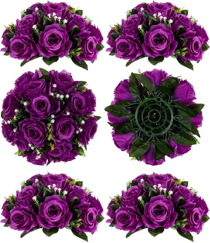 Vista 32 de BLOSMON Bolas de Flores para Bodas, Centros de Mesa de Rosas, 2 Piezas, Flores Artificiales Negras, Bolas Florales Colgantes, Decoración de Arreglos