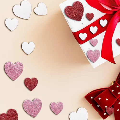 Vista 7 de 60 calcomanías de espuma de corazón, autoadhesivas, para el día de San Valentín, con purpurina, rojo, rosa, blanco, corazones de espuma