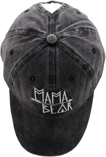 Vista 5 de MANMESH HATT Mama Bear Ponytail Hat Vintage Washed Distressed Baseball Dad Cap for Women