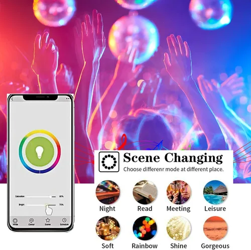 Vista 6 de Bombilla inteligente KL110, WiFi LED Magic Home Smart Bulb APP funciona con Alexa y Google Assistant, E26 A19 regulable, 2.4 GHz, no requiere