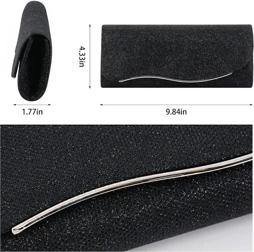 Vista 8 de Naimo - Deslumbrante bolsa pequeña de solapa, con cadena desmontable para eventos nocturnos.