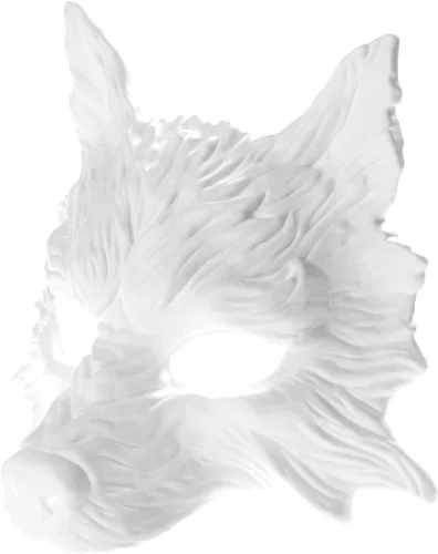 Vista 2 de ILOVEMASKS Máscara de Halloween de lobo blanco blanco aterrador para adultos, cosplay realista, sin pintar, de cara completa, de hombre lobo, cabeza