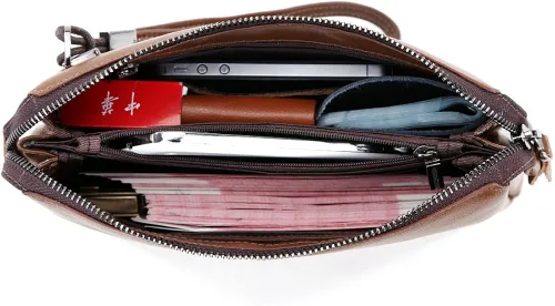 Vista 6 de SIMU - Bolso de mano para hombre, de piel auténtica, de gran capacidad, suave