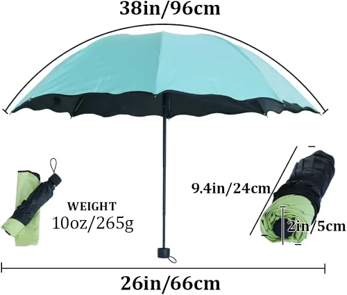 Vista 5 de Japard Sombrilla plegable Flor mágica en la lluvia, sombrilla de viaje con protección UV para mujeres y niñas, deportes al aire libre, camping