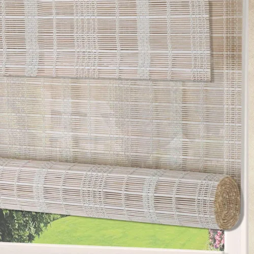 Vista 9 de Persianas de madera para ventana, persianas enrollables opacas con forro de bambú, fácil instalación para el hogar y el jardín, patrón 1