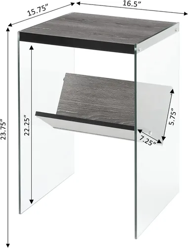 Vista 3 de Mesa auxiliar Soho, de Convenience Concepts, Madera, Gris(Weathered Gray)