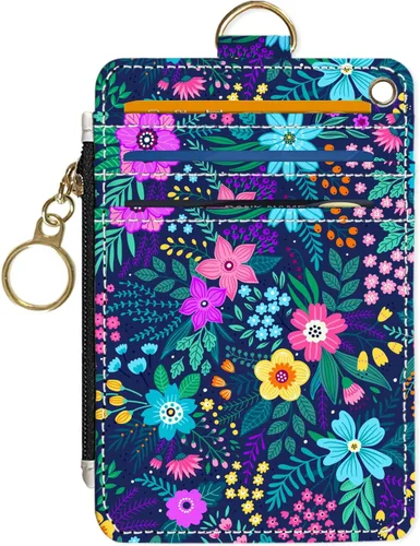 Vista 13 de Portafolios delgado Portafolios para tarjetas de crédito, Portafolios RFID para mujer Linda pequeña cartera de bolsillo frontal con cremallera