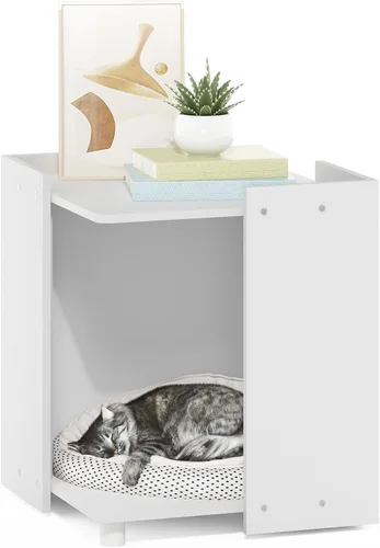 Vista 4 de Furinno Peli Mesa auxiliar multiusos con almacenamiento, color blanco sólido