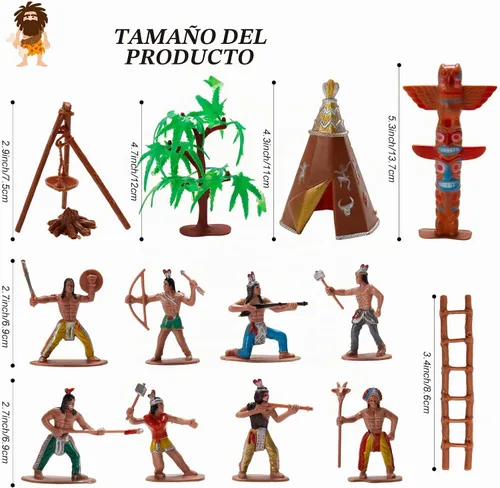 Vista 2 de X Hot Popcorn 23 Piezas Figuras de Indios en Miniatura, Figuras de Acción de Indios de Plástico, Suministros de Diorama para Decoración de Escenas