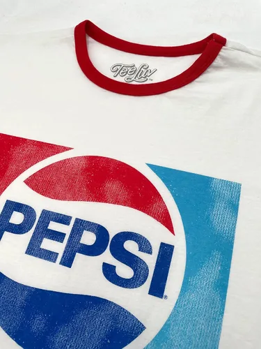 Vista 2 de Tee Luv Camiseta retro Pepsi Ringer, BlancoRojo