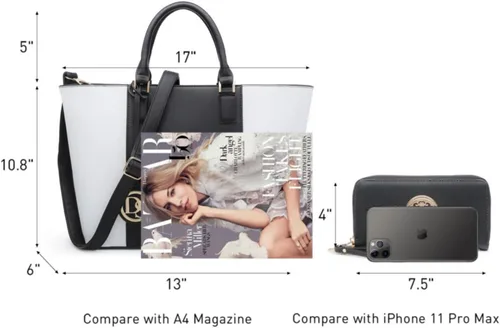 Vista 77 de Dasein Satchel Purse Handbag for Women Large Shoulder Work Tote Bag With Matching Wallet