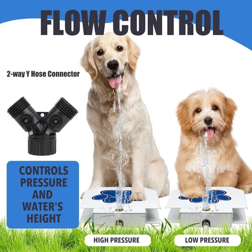 Vista 3 de Poofzy Fuente de agua para perros, rociador de agua para perros grandes, con juego de válvulas de cobre mejorado, fácil de usar, agua dulce