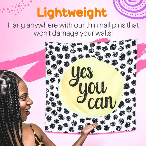 Vista 5 de Birdy Boutique "Yes You Can" - Tapiz motivacional para colgar en la pared, con cita inspiradora de 36 x 36 pulgadas, pancarta de afirmación positiva