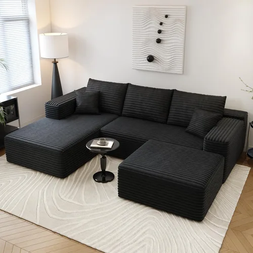 Vista 11 de Sofá seccional modular Cloud de 107.5 pulgadas con chaise en forma de L, sofás tapizados modernos minimalistas para sala de estar y dormitorio, sofá