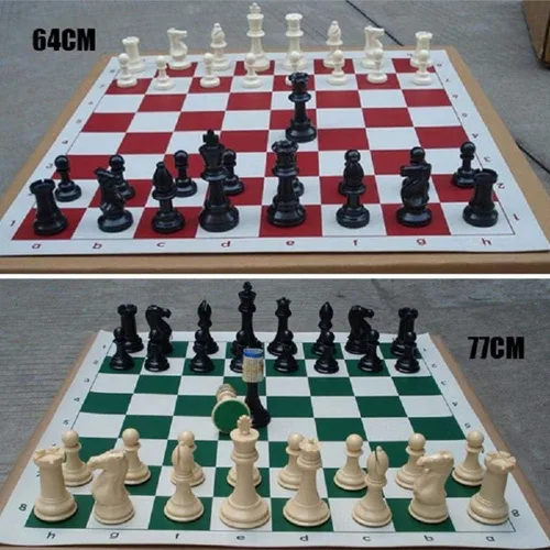 Vista 8 de Juego de piezas de ajedrez, juego de ajedrez internacional portátil de plástico, juego completo de ajedrez en blanco y negro para adultos y niños