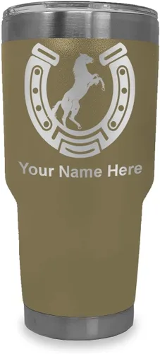 Vista 11 de LaserGram Vaso personalizado de 20 onzas, herradura con caballo (negro)