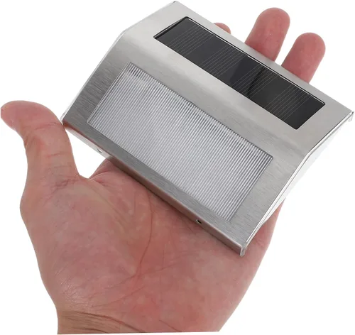 Vista 4 de DOITOOL Lar Step Lights para exteriores Paquete de 4 luces solares de acero inoxidable para escaleras, luces de escalón, lámpara de pared solar