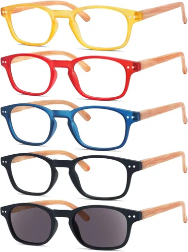 Vista 7 de Eyekepper Gafas de lectura clásicas para hombre, paquete de 5 con bisagras de resorte