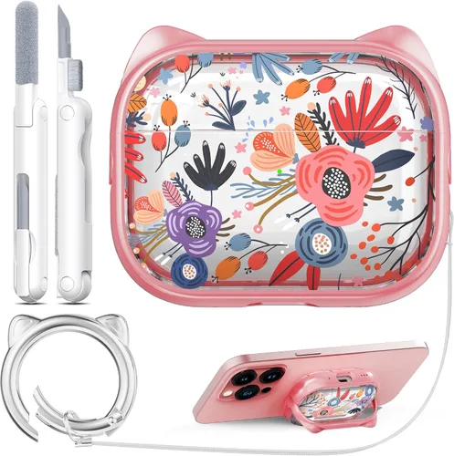 Vista 32 de RFUNGUANGO AirPods Pro Funda Transparente TPU Suave Transparente Blanco