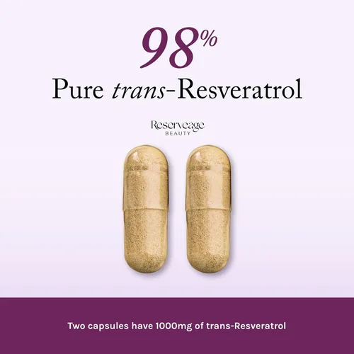 Vista 3 de Reserveage Beauty, Resveratrol 1000 mg, suplemento antioxidante para la salud del corazón y el apoyo inmunológico, apoya el envejecimiento saludable