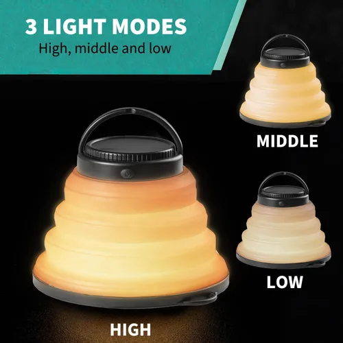 Vista 6 de Paquete de 2 luces plegables para campamento, funciona con pilas, linterna LED plegable, para campamento, luz blanca cálida, impermeable, lámpara