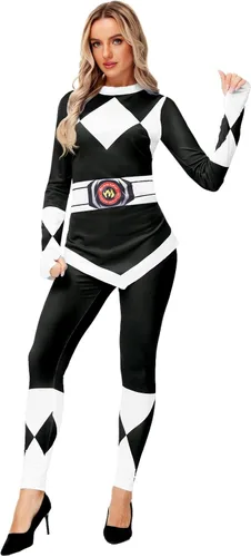 Vista 2 de AOBUTE Womens Rangers Costume 2 Piece Clothing Set Halloween Superhero Cosplay Shirt and Leggings