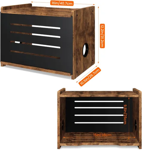 Vista 3 de Estante para enrutador Homode, caja ocultadora de madera para WiFi, soporte para estante de proyector, caja de almacenamiento para enrutador