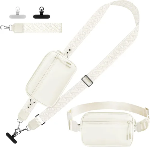 Vista 20 de YFWE Correa de clip and go para teléfono con cartera cruzada, cordón ajustable para teléfono con cartera RFID desmontable, correa universal
