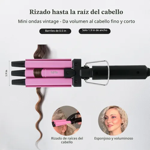 Vista 4 de janelove Crimpadora de cabello mejorada de 2 temperaturas ajustables, rizador de ondas de playa de 1/2 pulgada, rizador de cabello para cabello