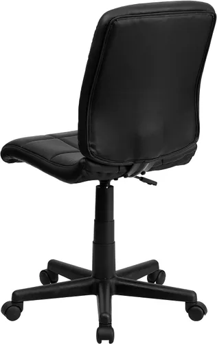 Vista 6 de Flash Furniture - Silla giratoria de respaldo medio de vinilo, acolchada, color negro