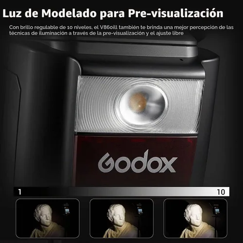 Vista 2 de Flash de cámara Godox V860III-S para cámara Sony, flash Speedlight Speedlite, 76Ws 2.4G TTL HSS 1/8000s, 480 flashes de potencia completa, batería